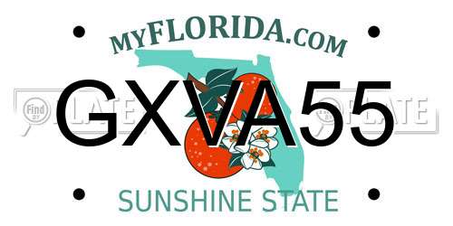 GXVA55 Florida License Plate