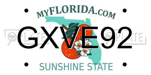 GXVE92 Florida License Plate
