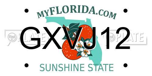 GXVJ12 Florida License Plate