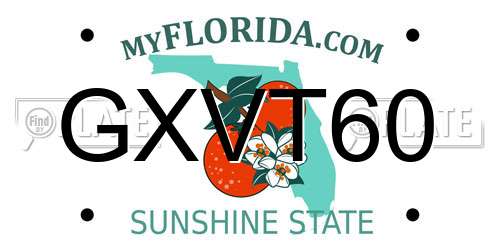 GXVT60 Florida License Plate