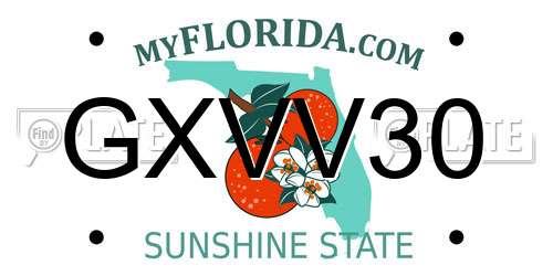 GXVV30 Florida License Plate