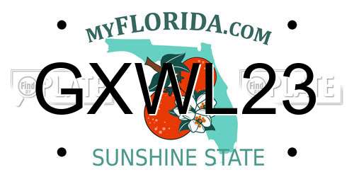 GXWL23 Florida License Plate
