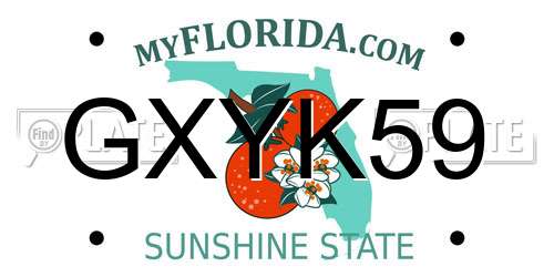 GXYK59 Florida License Plate