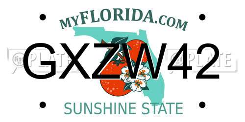 GXZW42 Florida License Plate