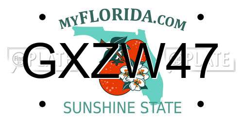 GXZW47 Florida License Plate