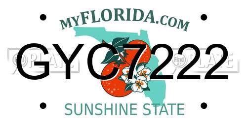 GYC7222 Florida License Plate