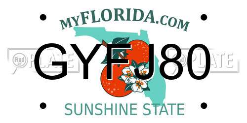 GYFJ80 Florida License Plate