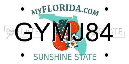 GYMJ84 Florida License Plate