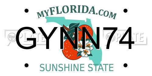 GYNN74 Florida License Plate