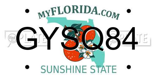 GYSQ84 Florida License Plate