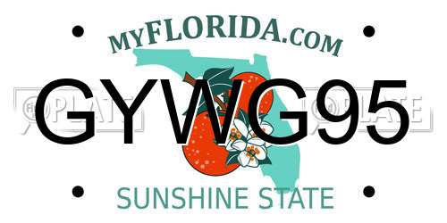 GYWG95 Florida License Plate