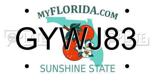 GYWJ83 Florida License Plate