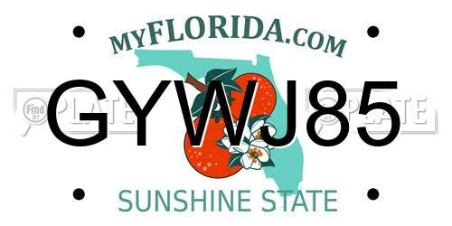 GYWJ85 Florida License Plate