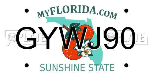 GYWJ90 Florida License Plate