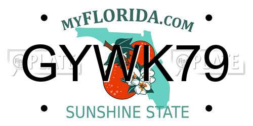 GYWK79 Florida License Plate