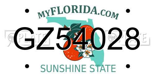 GZ54028 Florida License Plate
