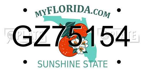 GZ75154 Florida License Plate