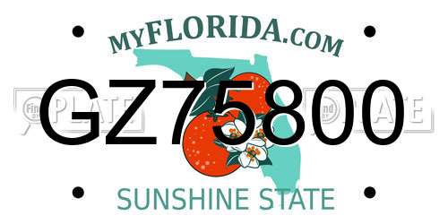 GZ75800 Florida License Plate