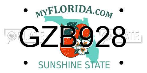 GZB928 Florida License Plate