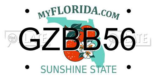 GZBB56 Florida License Plate