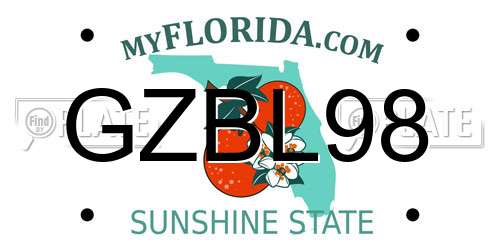 GZBL98 Florida License Plate