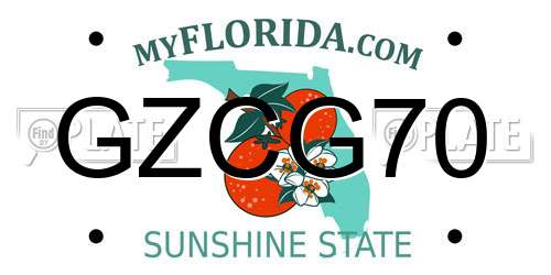 GZCG70 Florida License Plate
