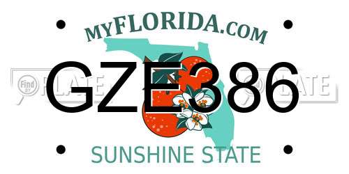 GZE386 Florida License Plate