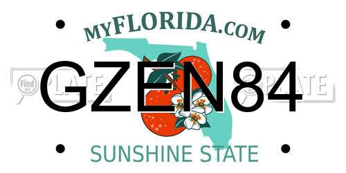 GZEN84 Florida License Plate