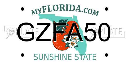 GZFA50 Florida License Plate