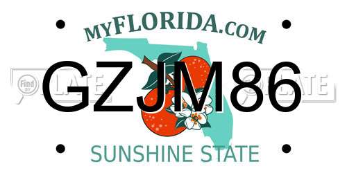GZJM86 Florida License Plate