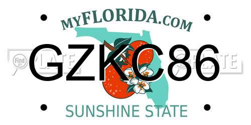 GZKC86 Florida License Plate