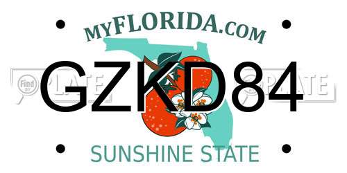 GZKD84 Florida License Plate