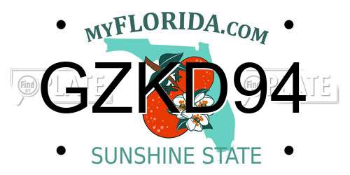 GZKD94 Florida License Plate