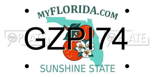 GZPI74 Florida License Plate