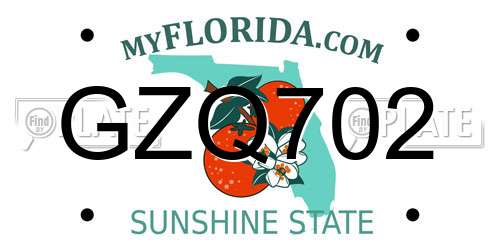 GZQ702 Florida License Plate