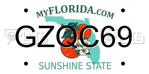 GZQC69 Florida License Plate