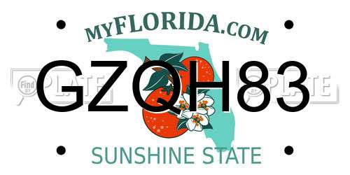 GZQH83 Florida License Plate