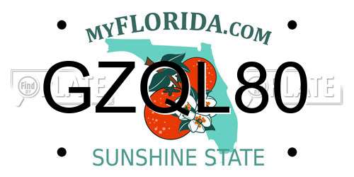 GZQL80 Florida License Plate