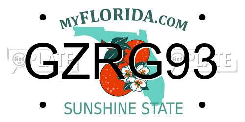 GZRG93 Florida License Plate