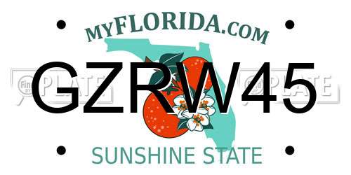 GZRW45 Florida License Plate