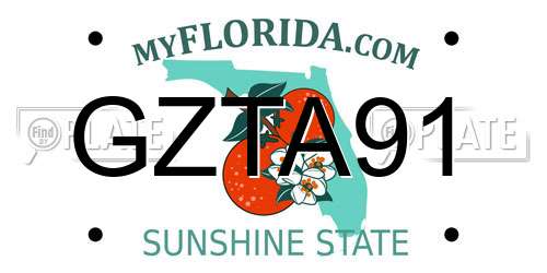 GZTA91 Florida License Plate