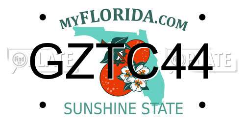GZTC44 Florida License Plate