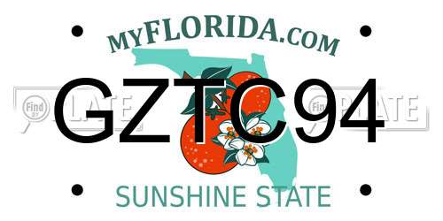 GZTC94 Florida License Plate