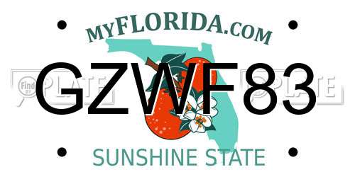 GZWF83 Florida License Plate