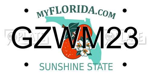 GZWM23 Florida License Plate