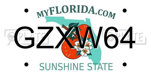 GZXW64 Florida License Plate
