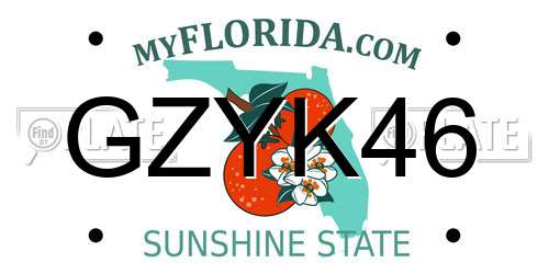 GZYK46 Florida License Plate