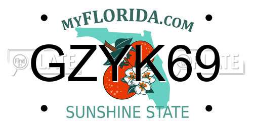 GZYK69 Florida License Plate