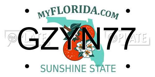 GZYN77 Florida License Plate