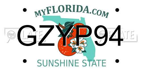GZYP94 Florida License Plate